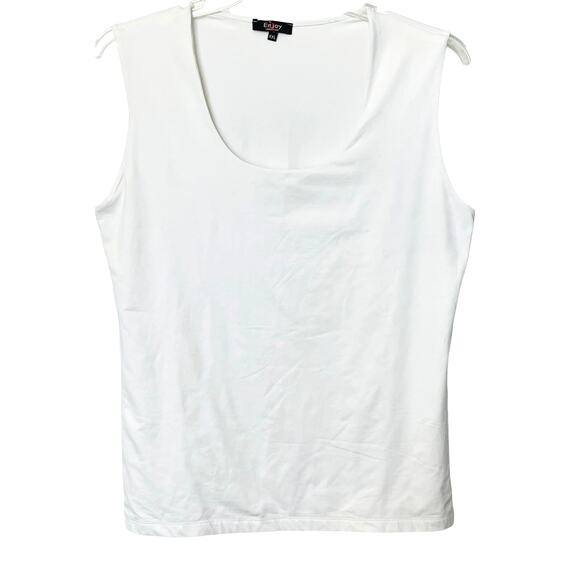 ENJOY WOMENS WEAR SCOOP NECK TANK TOP, WOMENS, XXL, SOLID WHITE, SLEEVELESS - Picture 1 of 9